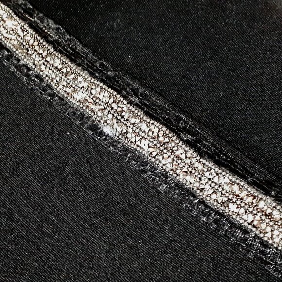 NWT Zara black legging pants w/ sparkly smoke charcoal crystal racer stripes, M - Picture 9 of 9